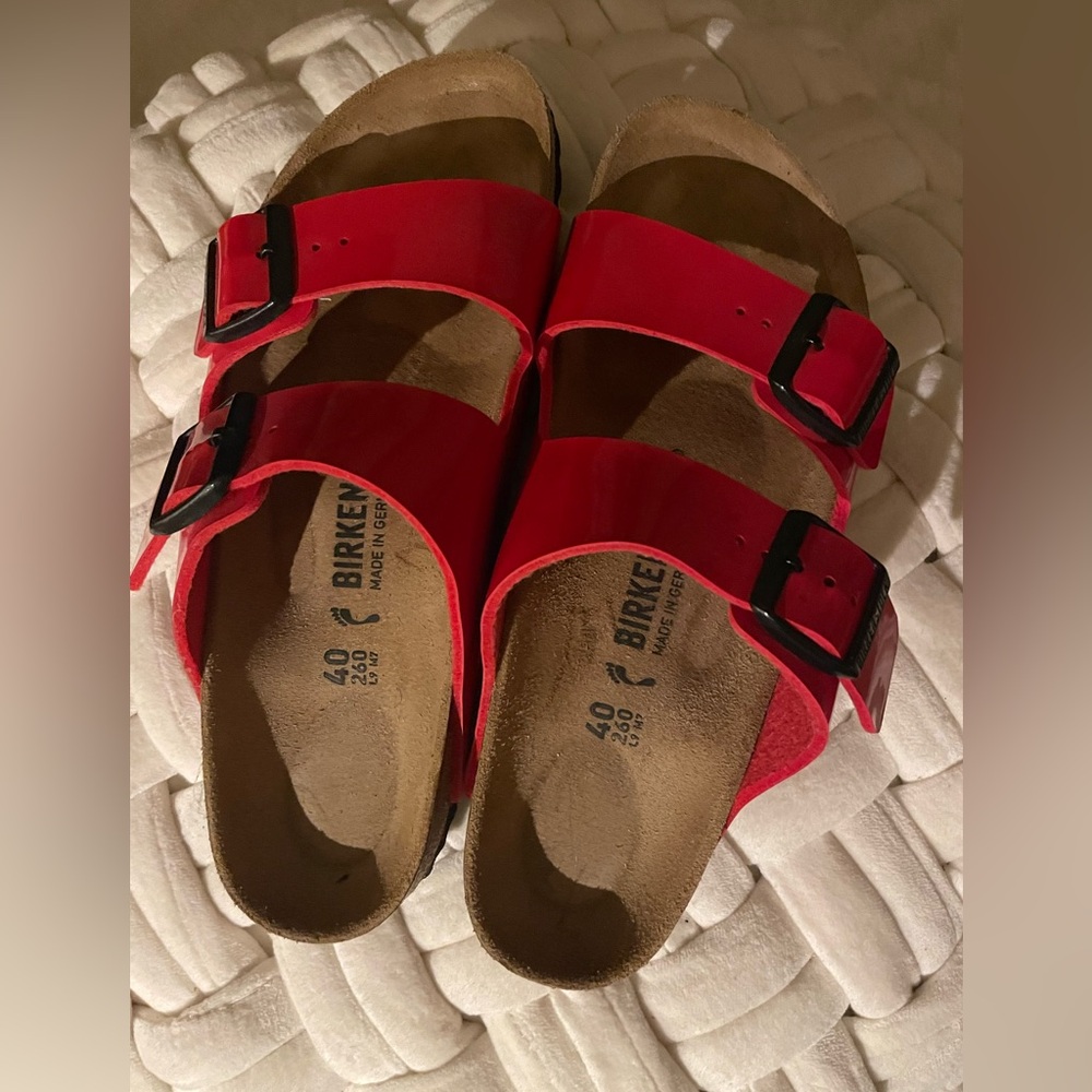 Red Birkenstock Arizona Leather